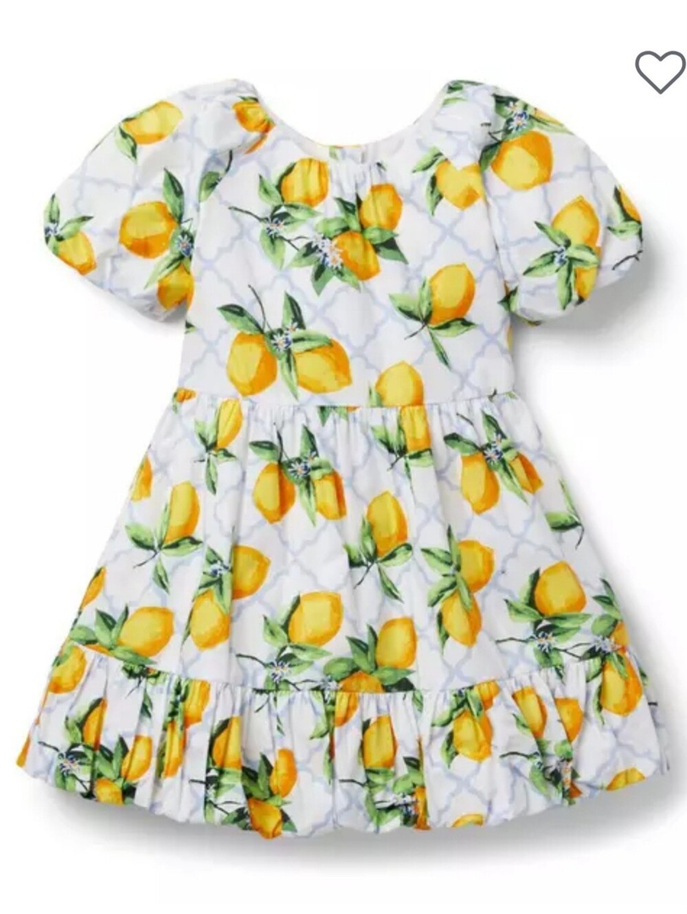 Janie & Jack primrose yellow lemon print puff sleeve dress